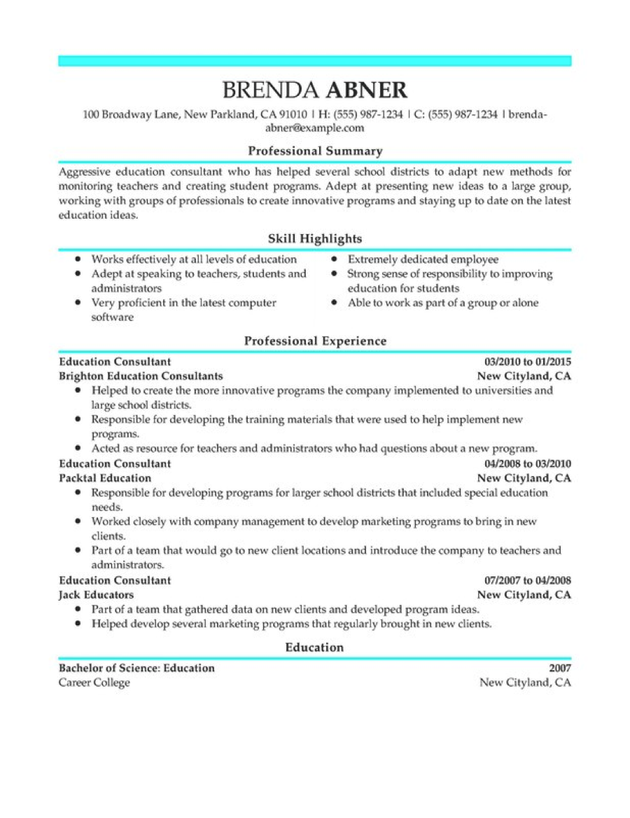 Sample resume teacher monster