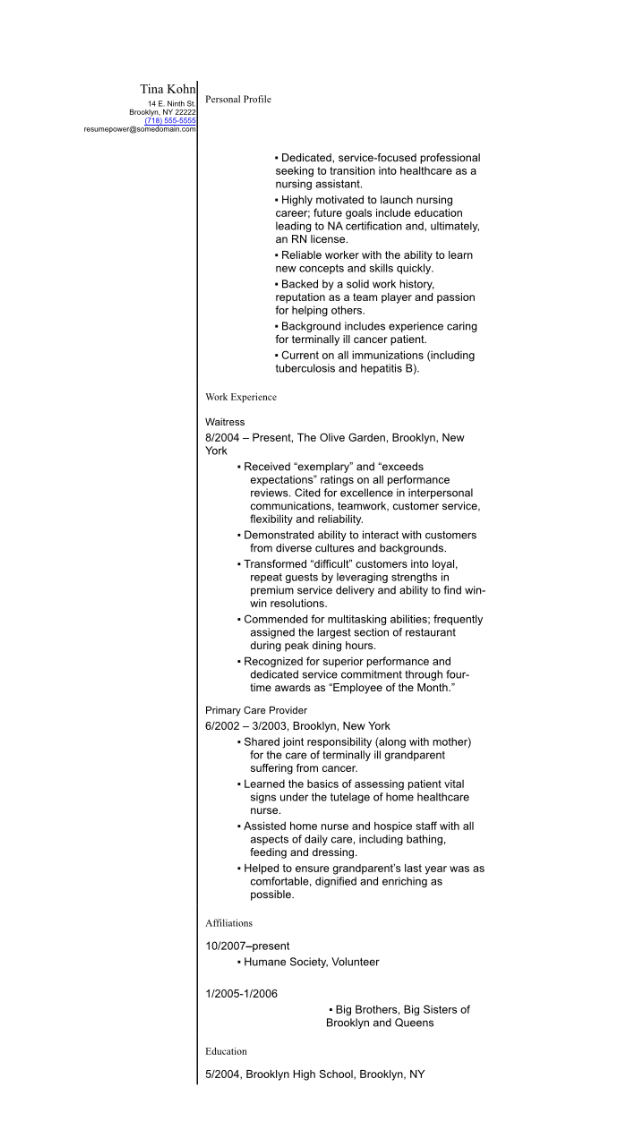 Example Resume from Monster.com